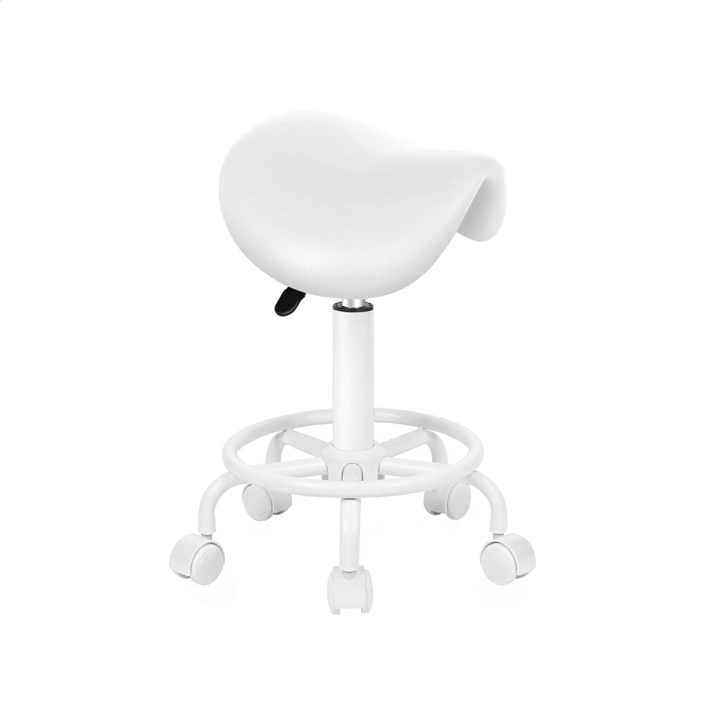ALFORDSON Salon Stool Saddle Swivel Barber Hair Dress Chair Sierra All White