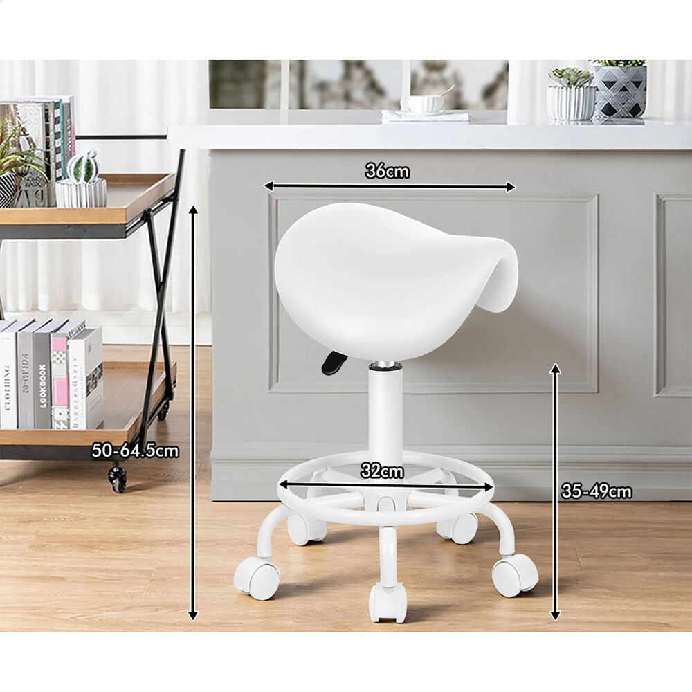 ALFORDSON 2x Salon Stool Saddle Swivel Barber Hair Dress Chair Sierra All White