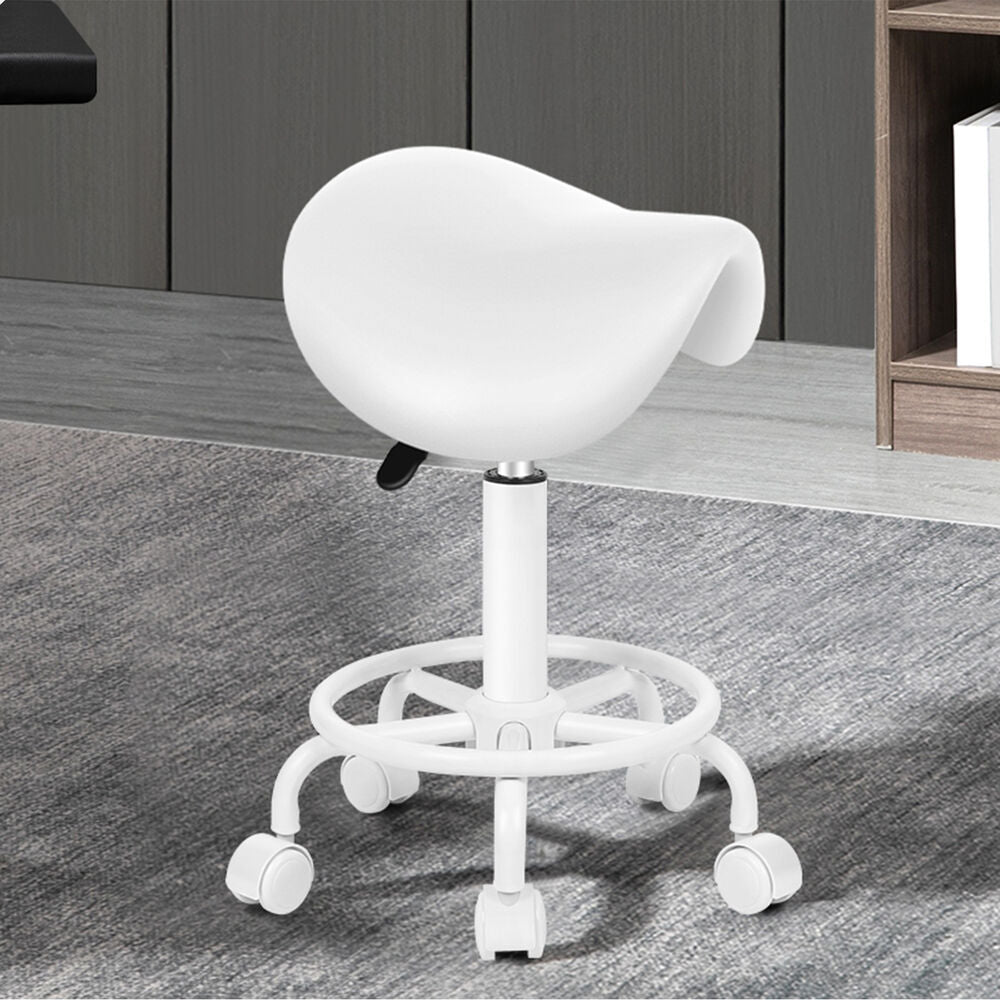 ALFORDSON Salon Stool Saddle Swivel Barber Hair Dress Chair Sierra All White