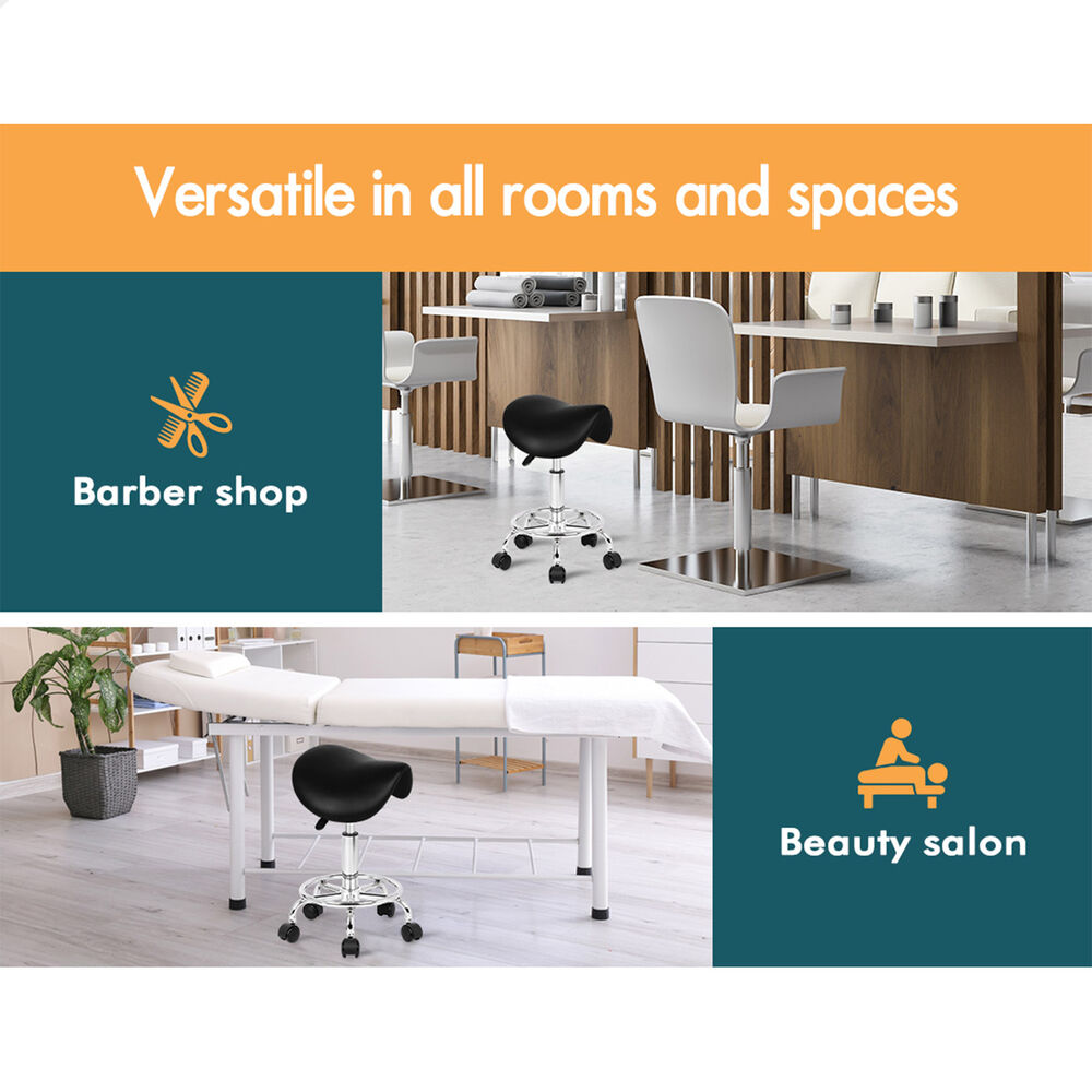 ALFORDSON 2x Salon Stool Saddle Swivel Barber Hair Dress Chair Sierra Black
