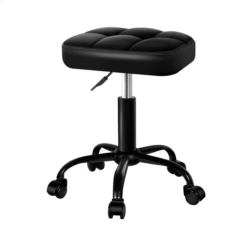 ALFORDSON Salon Stool Square Swivel Barber Hair Dress Chair Gas Lift All Black