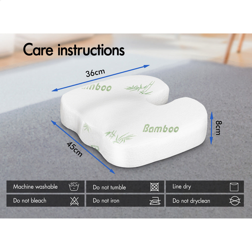 S.E. Seat Cushion Memory Foam Pillow Pad Car Office Bamboo White