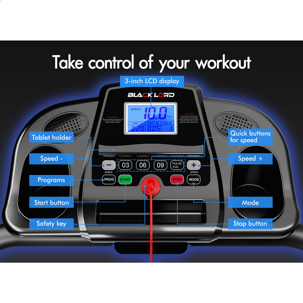 BLACK LORD Treadmill Electric Exercise Running Machine Foldable Walking Pad