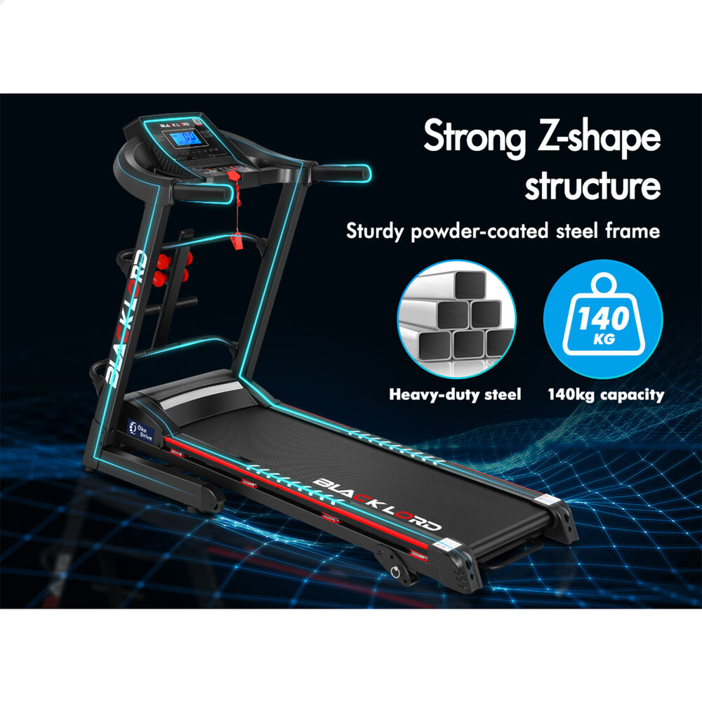 BLACK LORD Treadmill Electric Home Gym Exercise Run Machine Incline Fitness