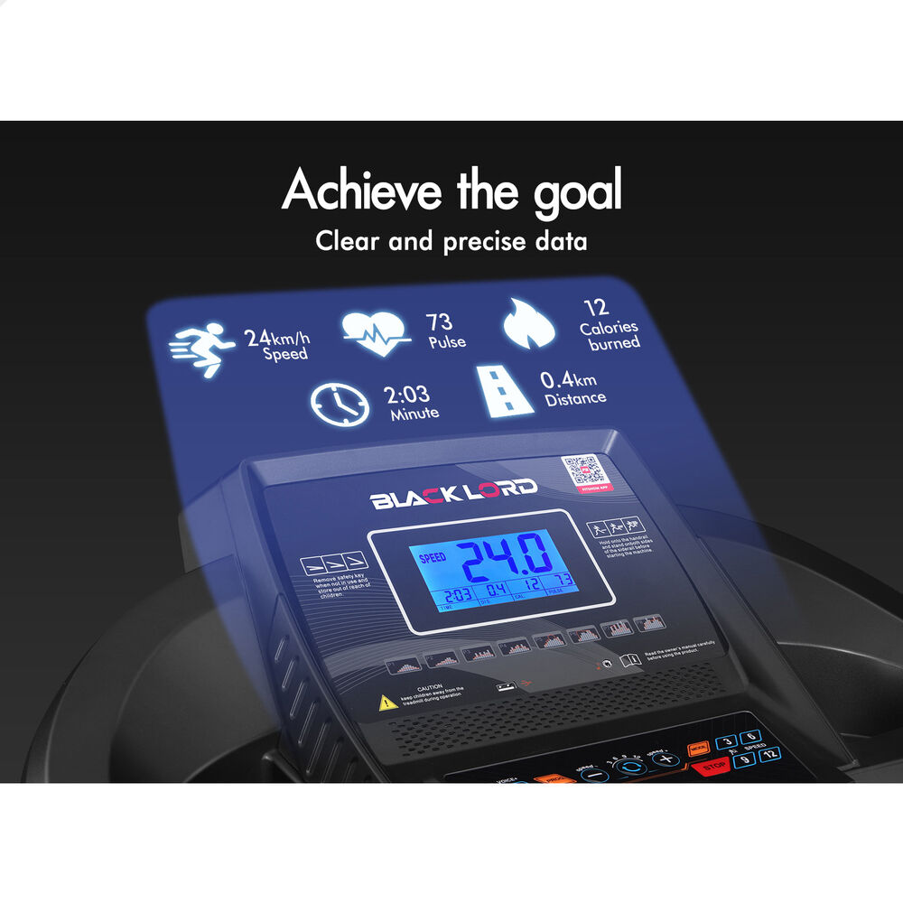 BLACK LORD Treadmill Electric Home Gym Exercise Run Machine Incline Fitness