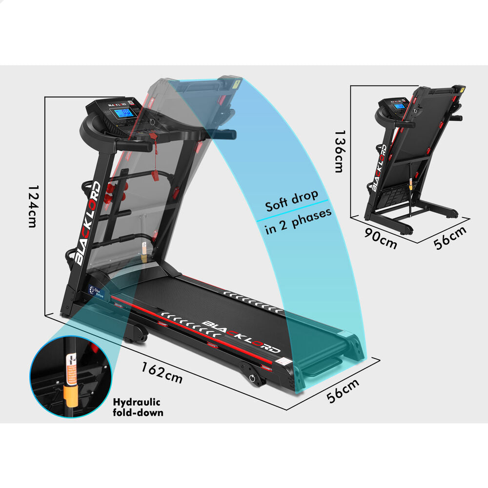 BLACK LORD Treadmill Electric Home Gym Exercise Run Machine Incline Fitness