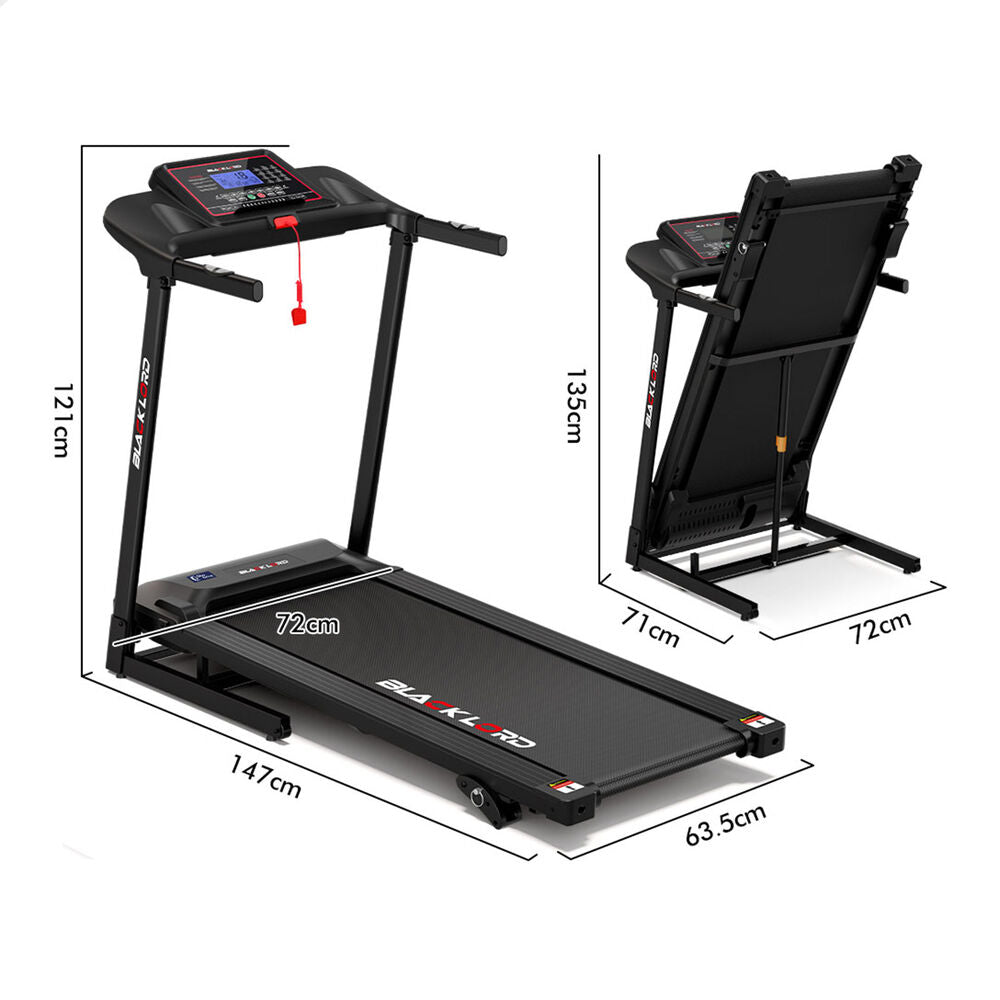 BLACK LORD Treadmill Electric Home Gym Fitness Exercise Equipment Incline 450mm