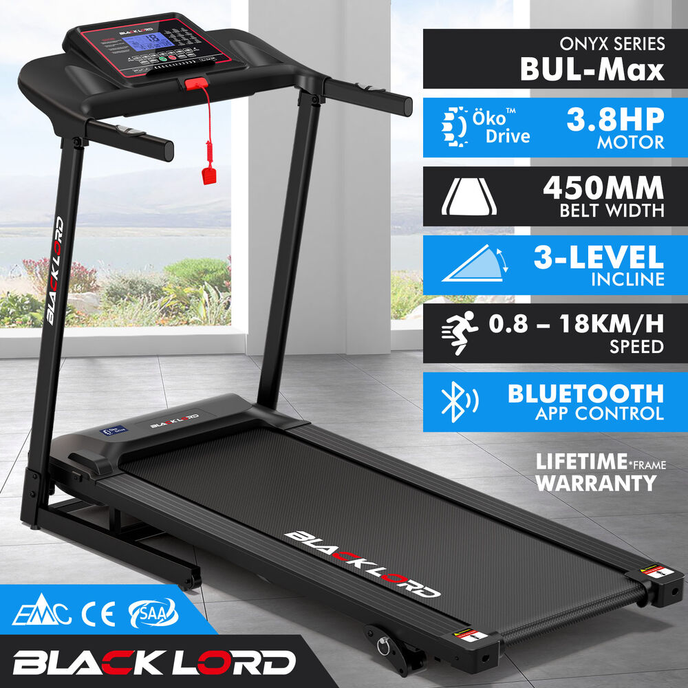 BLACK LORD Treadmill Electric Home Gym Fitness Exercise Equipment Incline 450mm