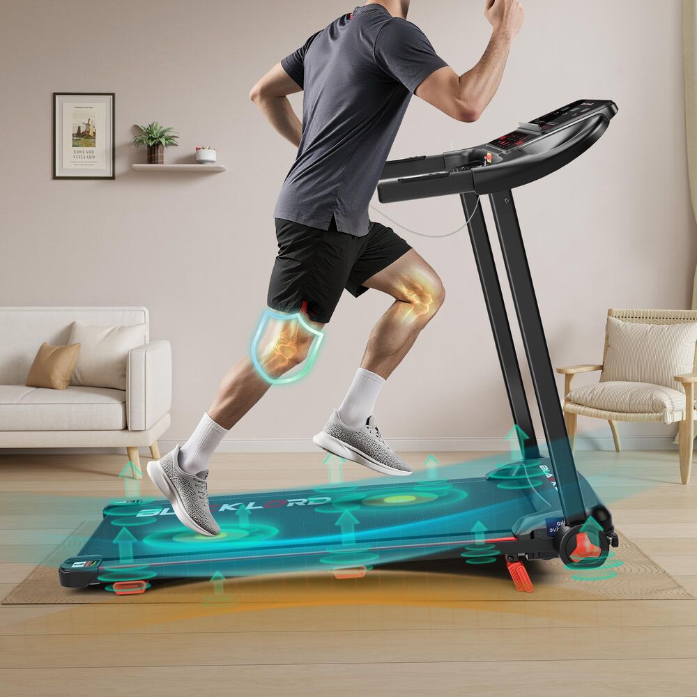 BLACK LORD Treadmill Electric Exercise Running Machine Incline Foldable 390mm