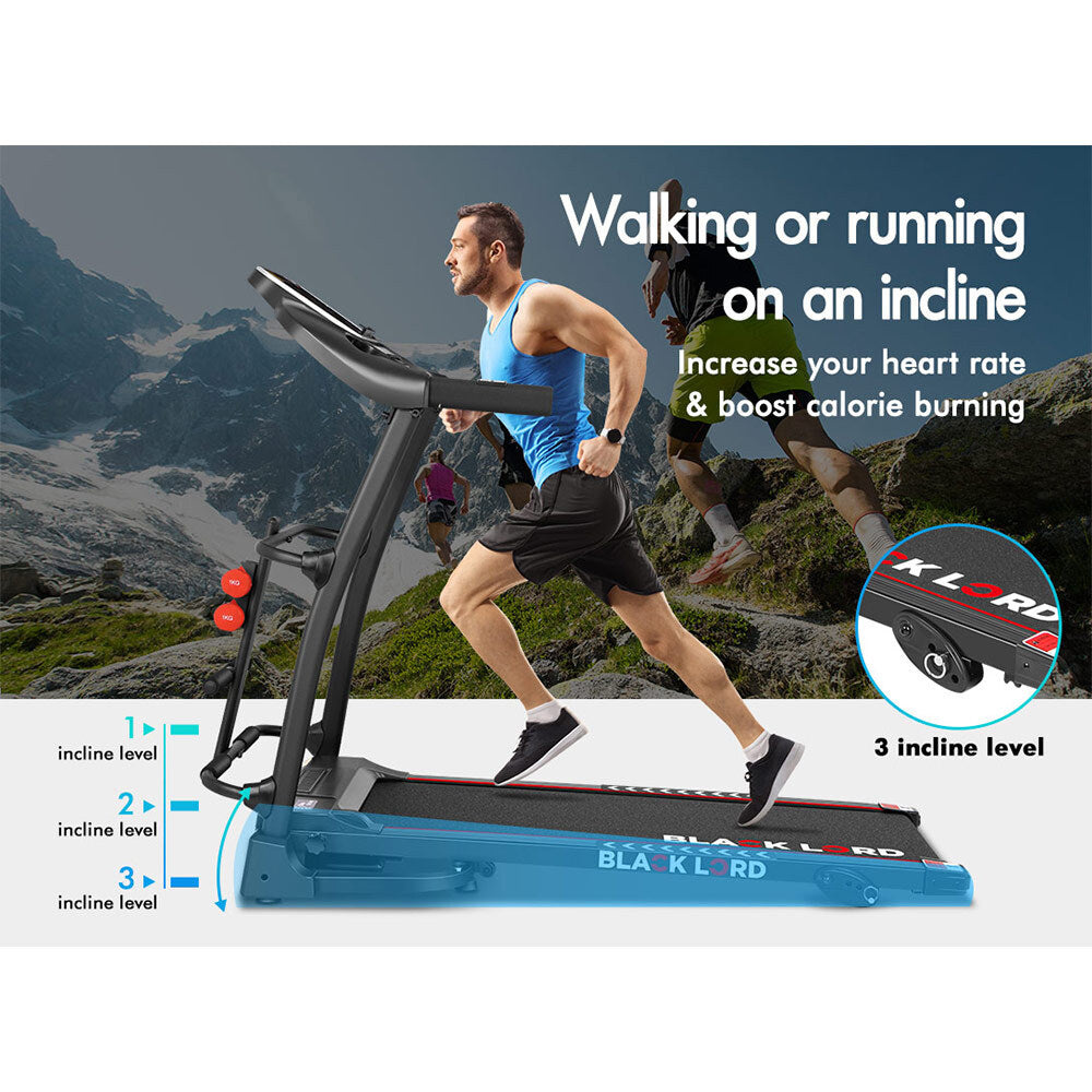 BLACK LORD Treadmill Electric Exercise Machine Run Home Gym Fitness Foldable