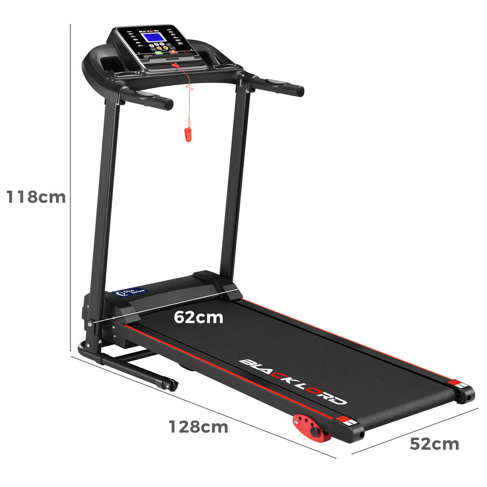 BLACK LORD Treadmill Electric Exercise Running Machine Incline Foldable 400mm