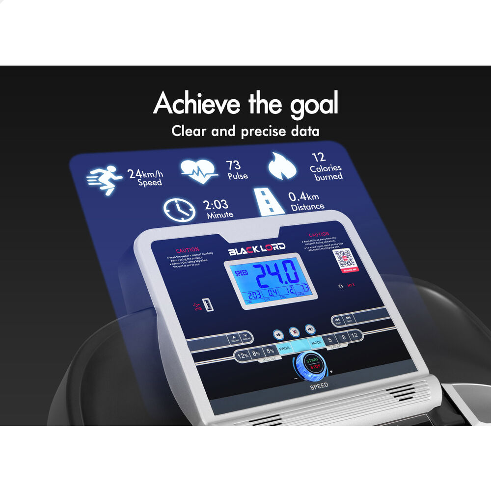 BLACK LORD Treadmill Electric Auto Incline Home Gym Exercise Run Machine