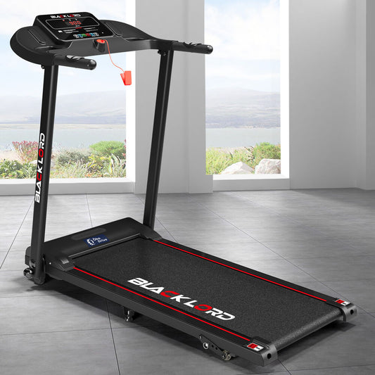BLACK LORD Treadmill Electric Exercise Running Machine Incline Foldable 380mm