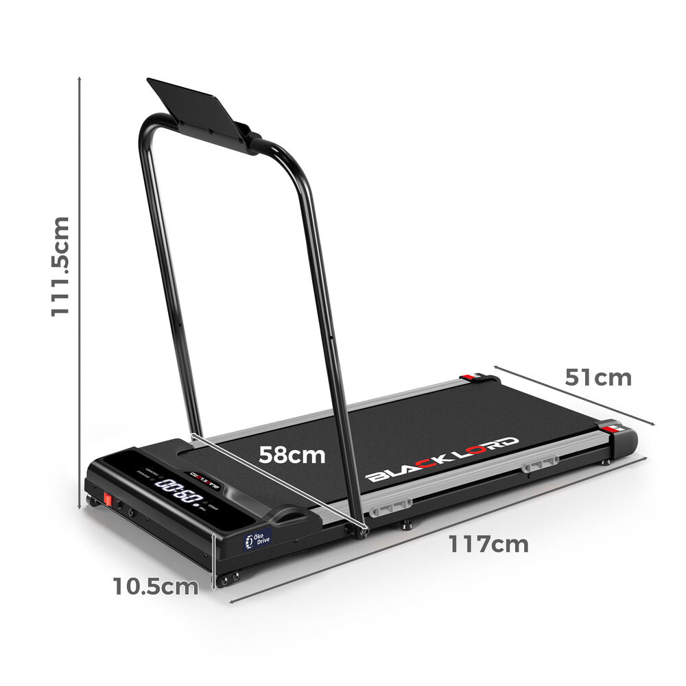 BLACK LORD Treadmill Electric Walking Pad Incline Brushless Motor Foldable Black