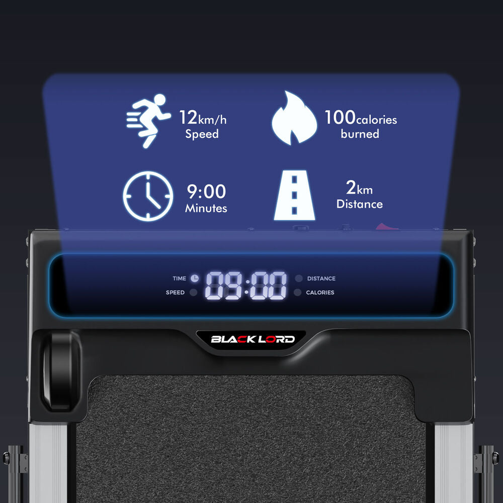 BLACK LORD Treadmill Electric Walking Pad Incline Brushless Motor Foldable Black