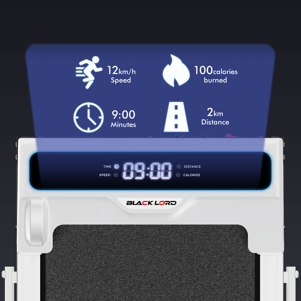 BLACK LORD Treadmill Electric Walking Pad Incline Brushless Motor Foldable White