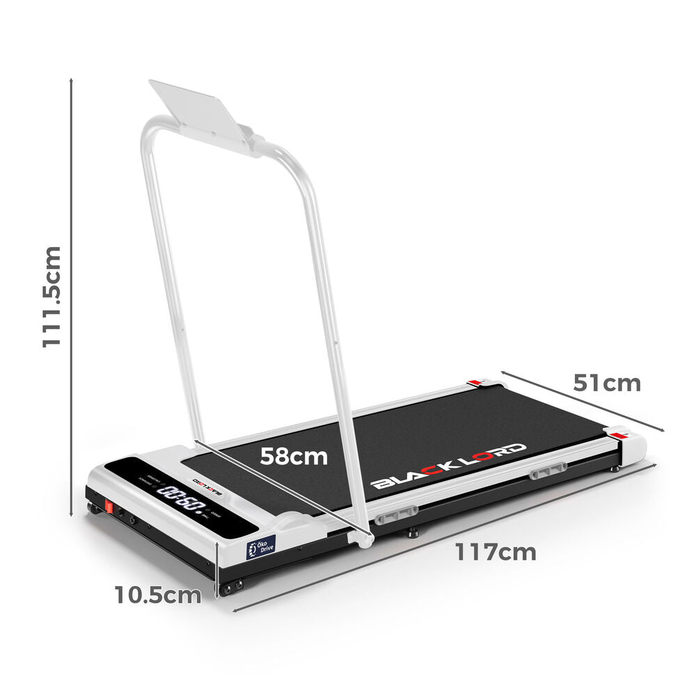 BLACK LORD Treadmill Electric Walking Pad Incline Brushless Motor Foldable White