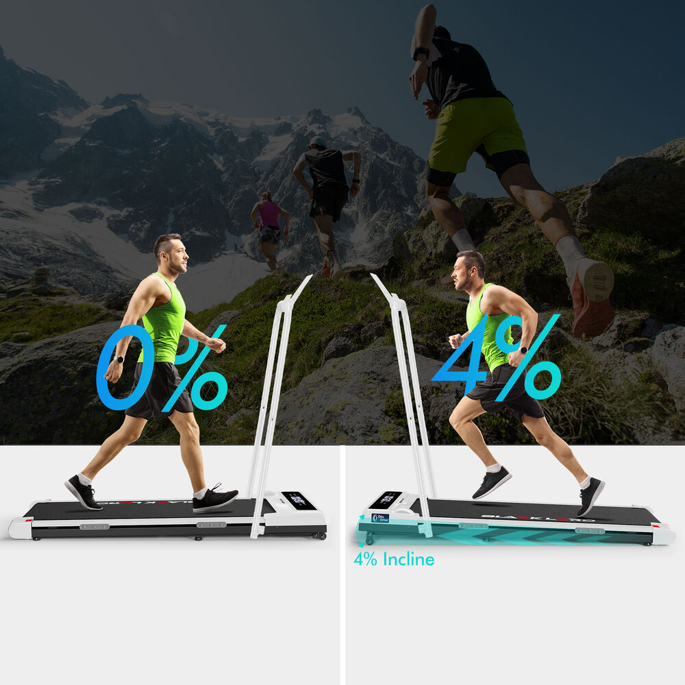 BLACK LORD Treadmill Electric Walking Pad Incline Brushless Motor Foldable White