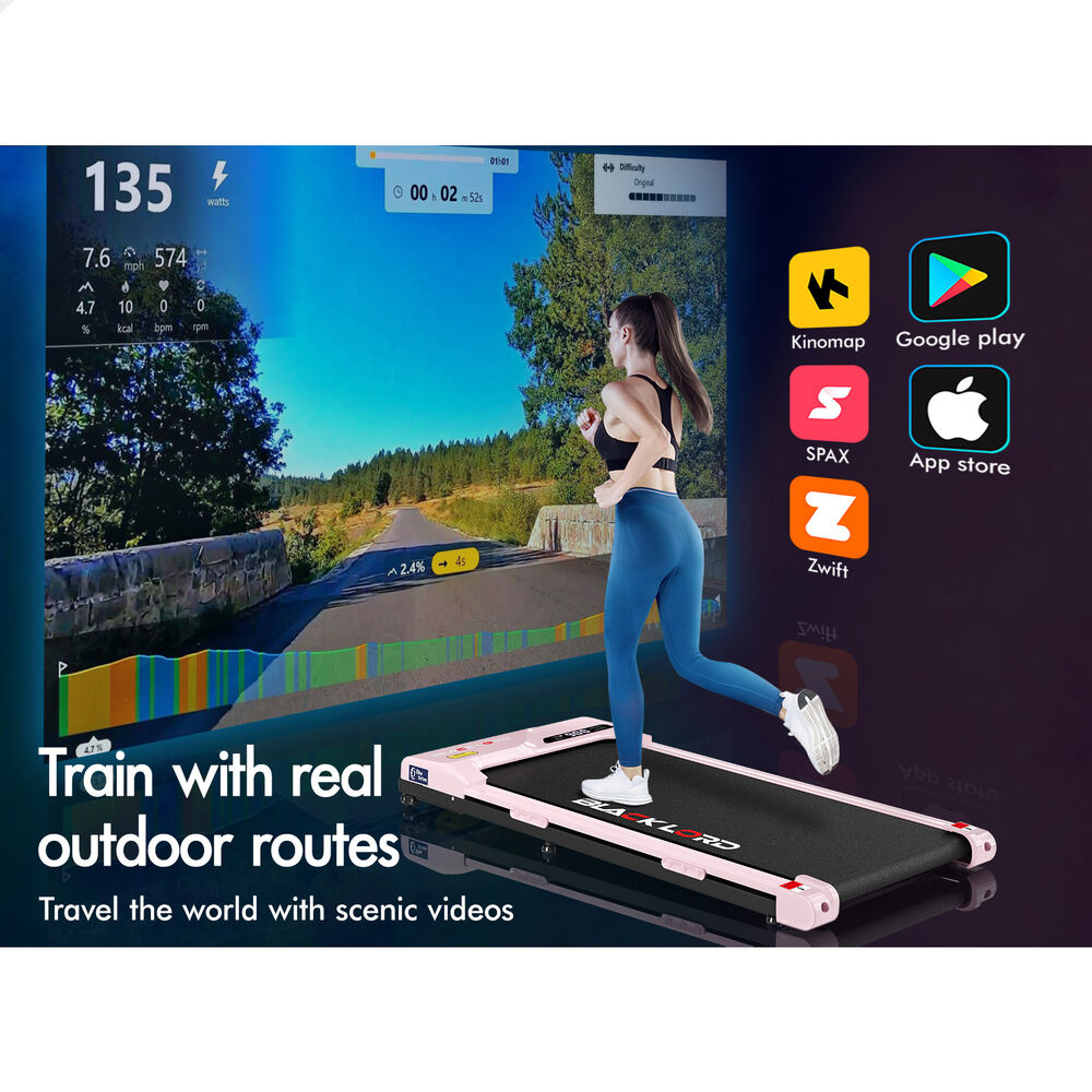 BLACK LORD Treadmill Electric Walking Pad Incline Gym Brushless Motor Pink