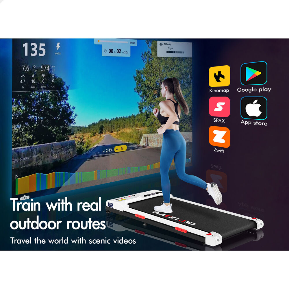 BLACK LORD Treadmill Electric Walking Pad Incline Gym Brushless Motor White