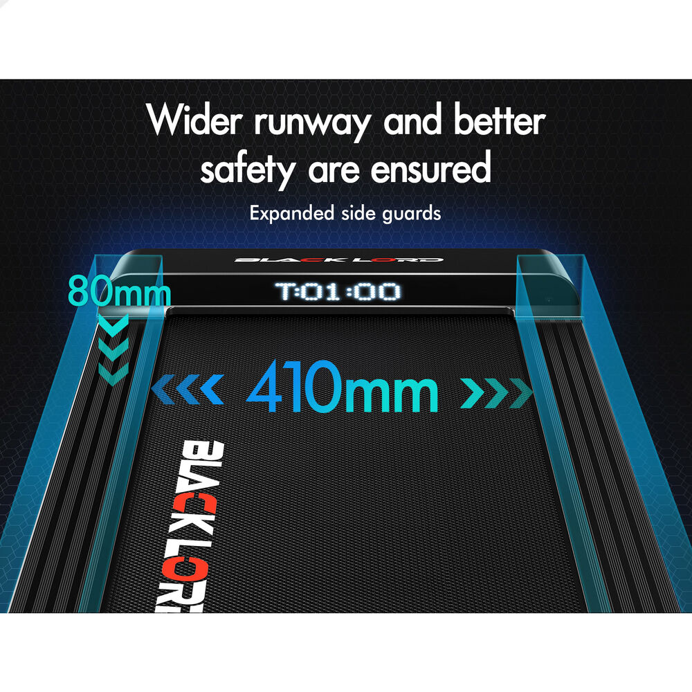 BLACK LORD Treadmill Electric Walking Pad Steel Frame Under Desk Gym 410mm Black