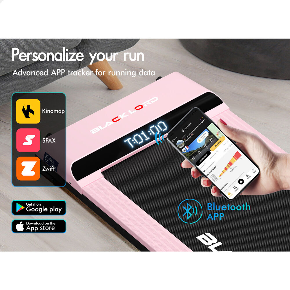 BLACK LORD Treadmill Electric Walking Pad Steel Frame Under Desk Gym 410mm Pink