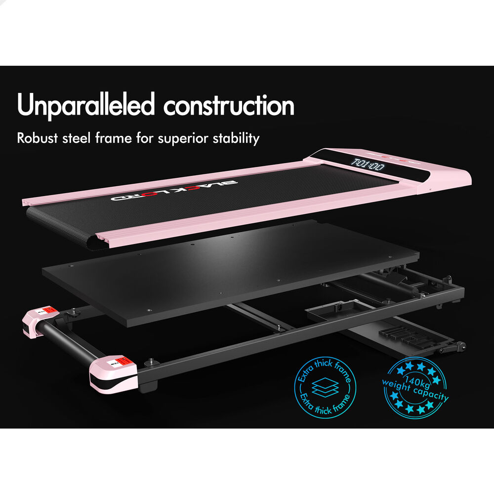 BLACK LORD Treadmill Electric Walking Pad Steel Frame Under Desk Gym 410mm Pink
