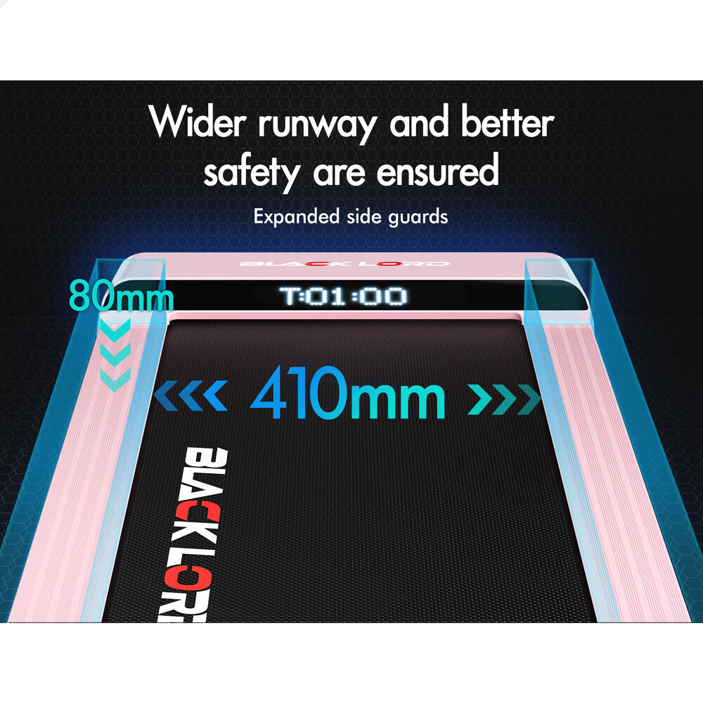 BLACK LORD Treadmill Electric Walking Pad Steel Frame Under Desk Gym 410mm Pink