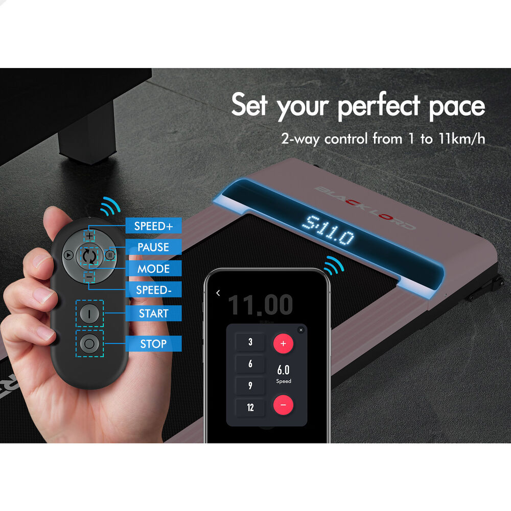 BLACK LORD Treadmill Electric Walking Pad Steel Frame Under Desk Gym 410mm Pink