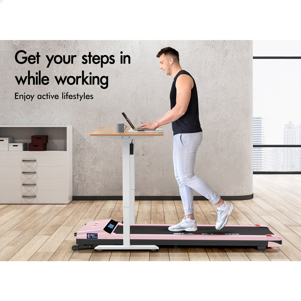 BLACK LORD Treadmill Electric Walking Pad Steel Frame Under Desk Gym 410mm Pink