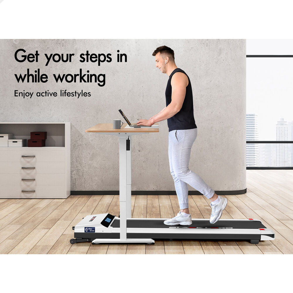 BLACK LORD Treadmill Electric Walking Pad Steel Frame Under Desk Gym 410mm White
