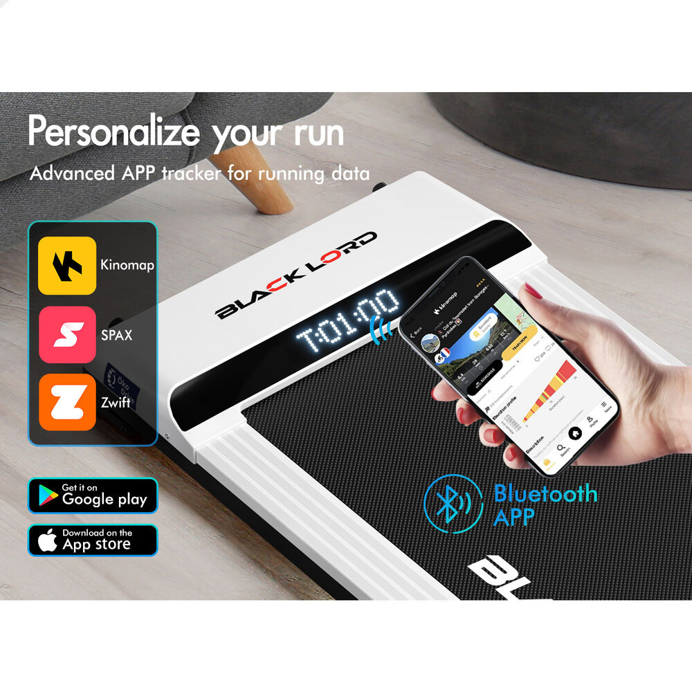 BLACK LORD Treadmill Electric Walking Pad Steel Frame Under Desk Gym 410mm White