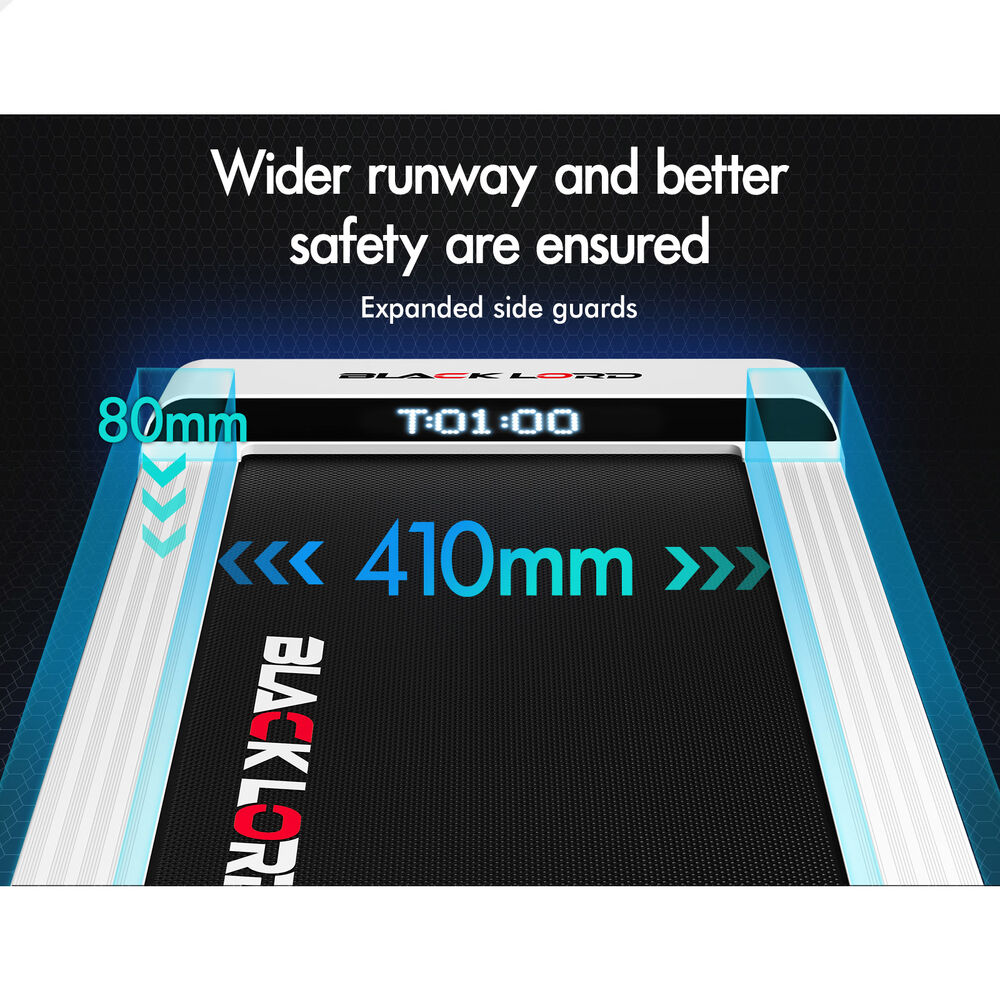 BLACK LORD Treadmill Electric Walking Pad Steel Frame Under Desk Gym 410mm White