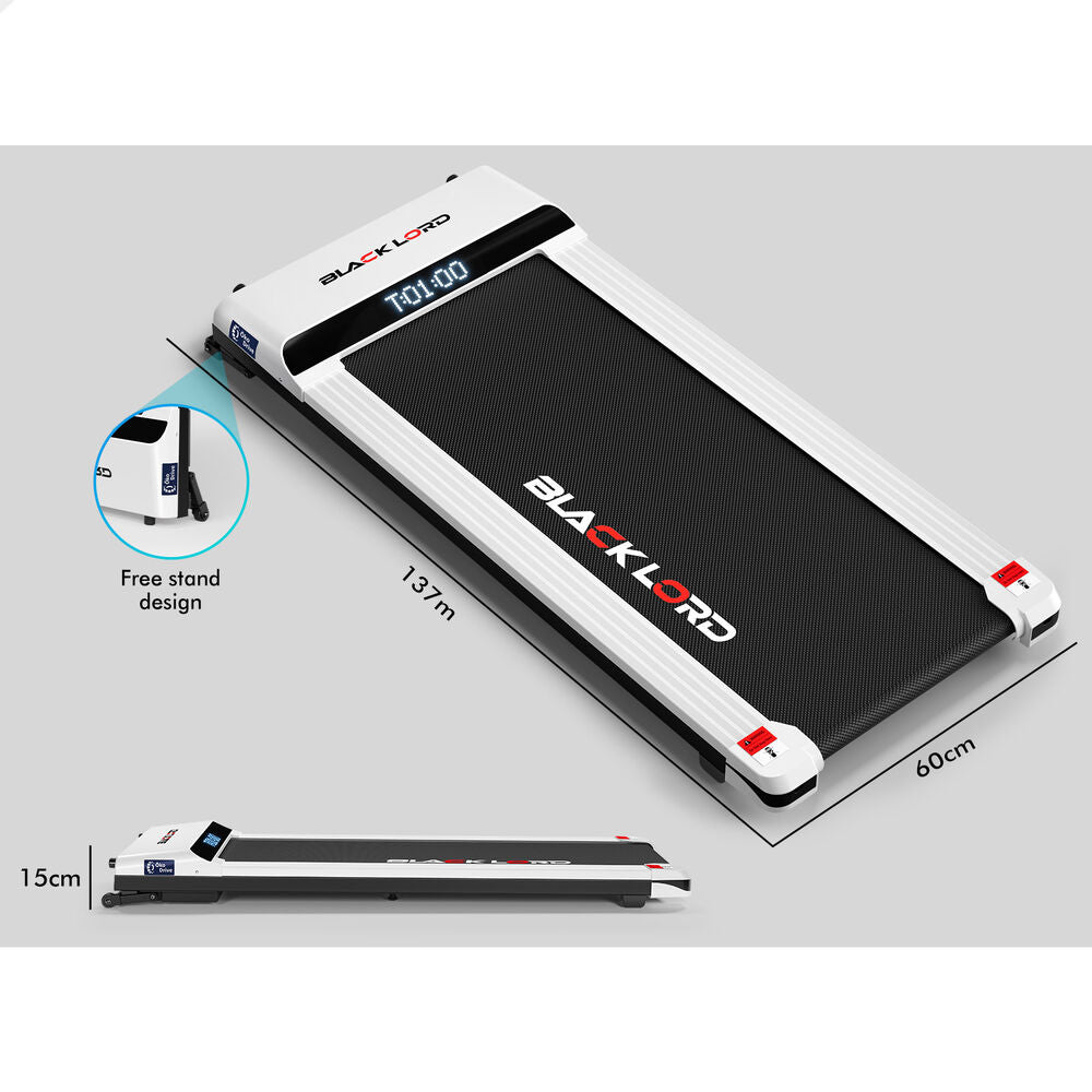BLACK LORD Treadmill Electric Walking Pad Steel Frame Under Desk Gym 410mm White