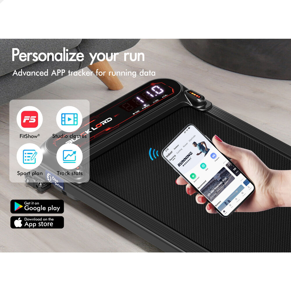 BLACK LORD Treadmill Electric Walking Pad Incline Shock Absorbers Gym Black