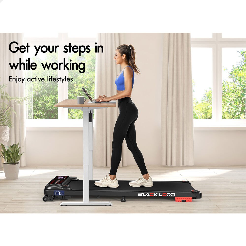 BLACK LORD Treadmill Electric Walking Pad Incline Shock Absorbers Gym Black