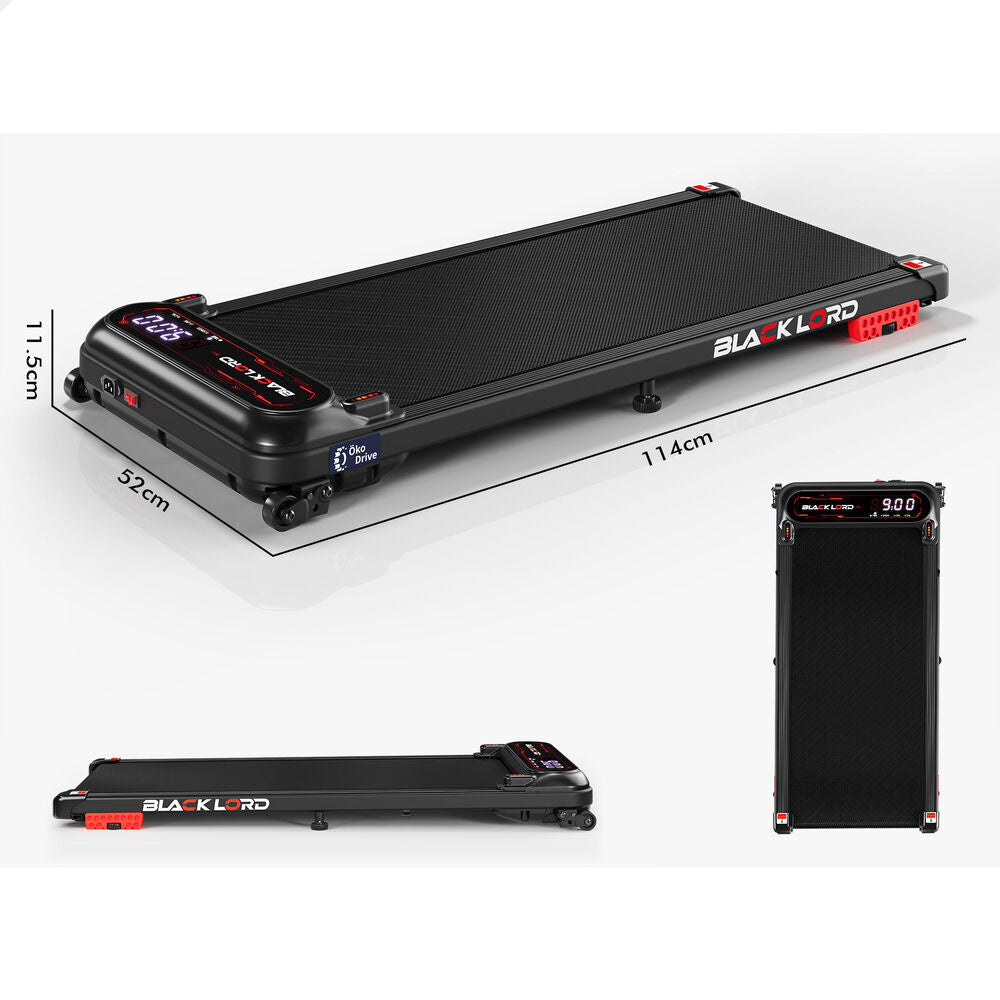 BLACK LORD Treadmill Electric Walking Pad Incline Shock Absorbers Gym Black