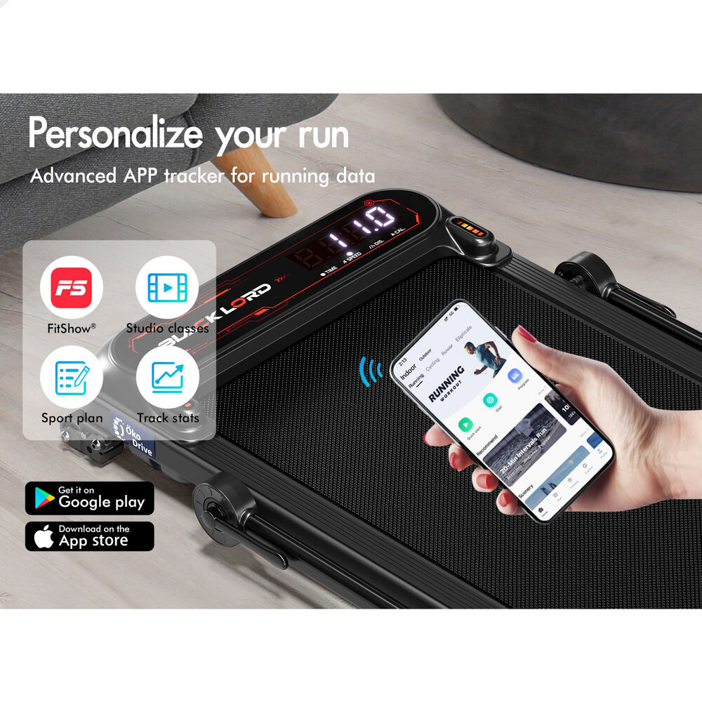 BLACK LORD Treadmill Electric Walking Pad Incline Shock Absorbers Foldable Black