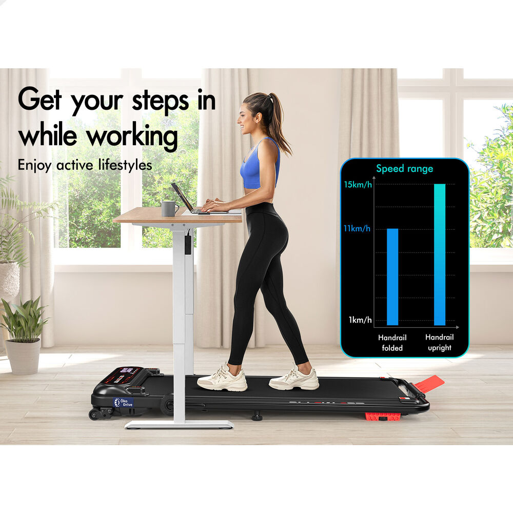 BLACK LORD Treadmill Electric Walking Pad Incline Shock Absorbers Foldable Black