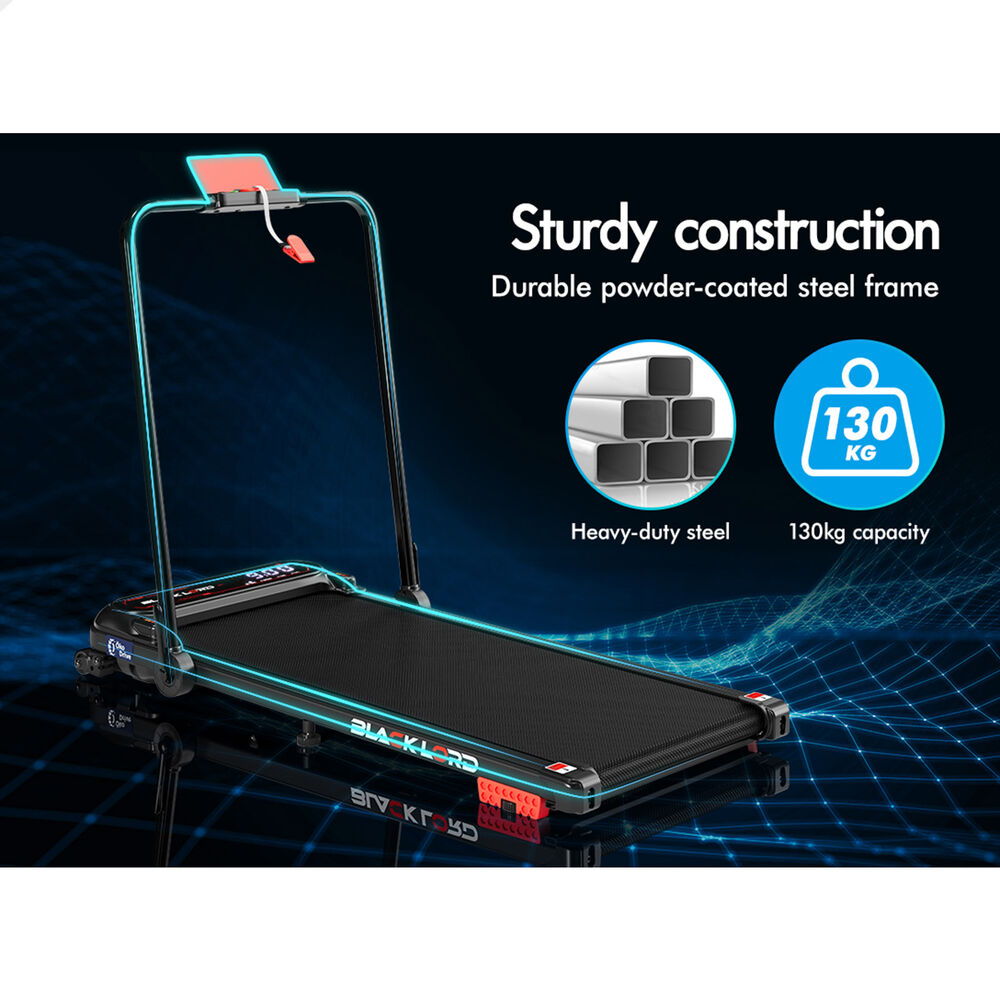 BLACK LORD Treadmill Electric Walking Pad Incline Shock Absorbers Foldable Black