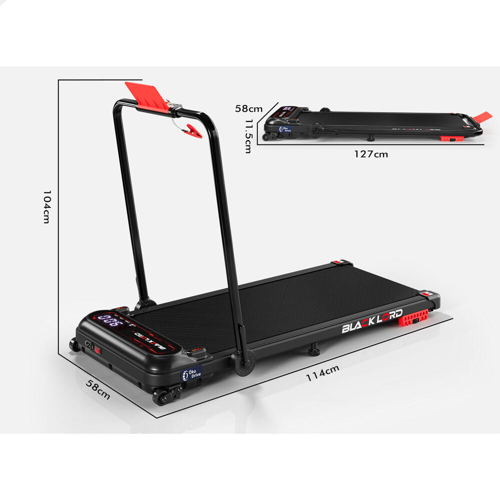 BLACK LORD Treadmill Electric Walking Pad Incline Shock Absorbers Foldable Black