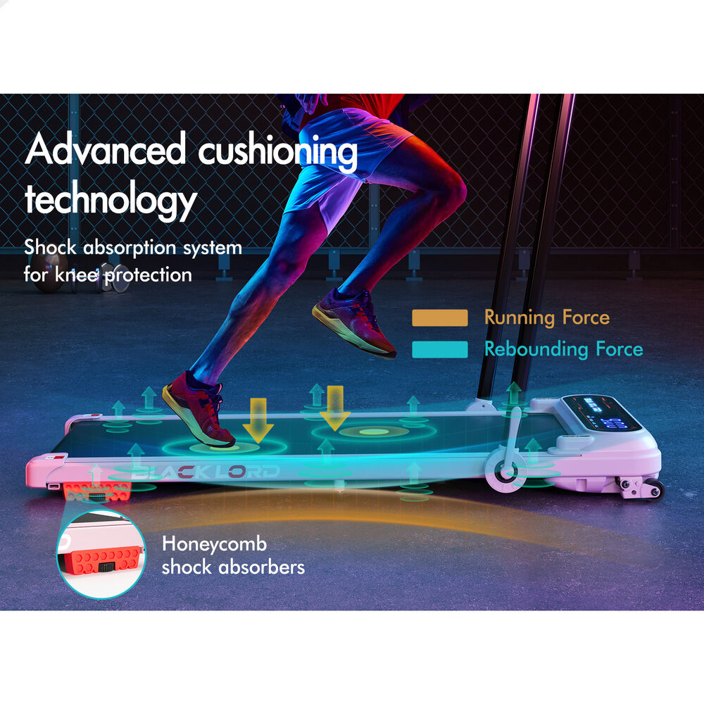 BLACK LORD Treadmill Electric Walking Pad Incline Shock Absorbers Foldable Pink
