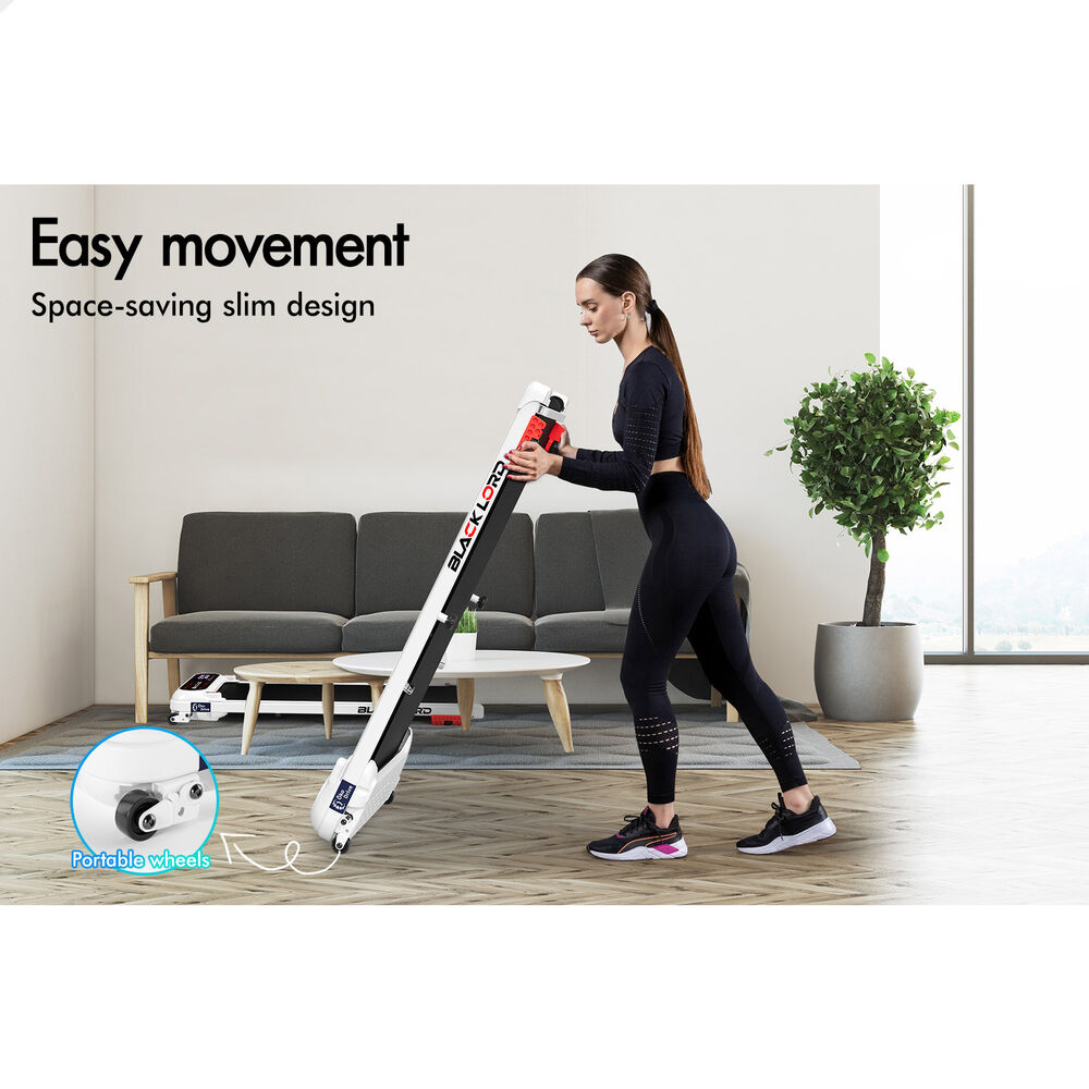 BLACK LORD Treadmill Electric Walking Pad Incline Shock Absorbers Gym White