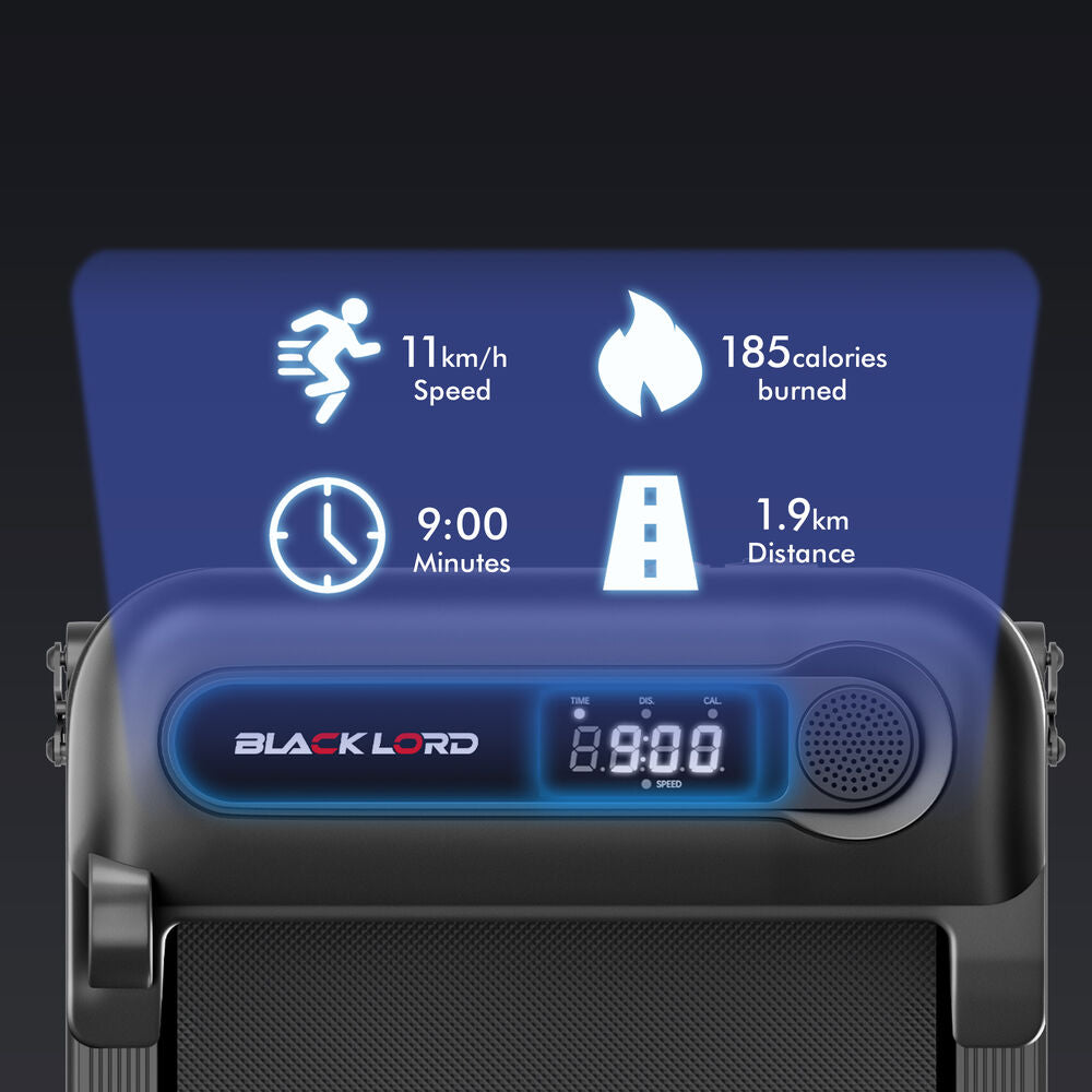 BLACK LORD Treadmill Electric Walking Pad Incline Shock Absorbers Home Gym Black