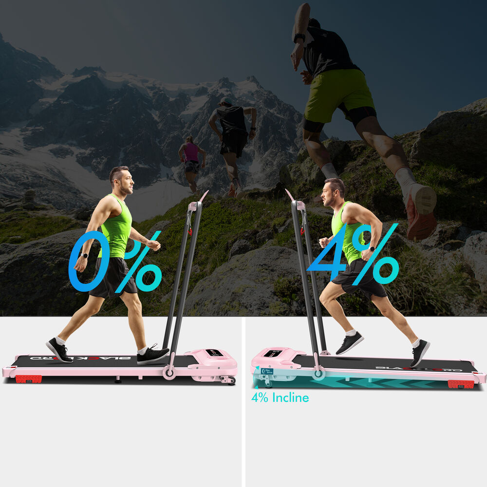 BLACK LORD Treadmill Electric Walking Pad Folding Incline Shock Absorbers Pink
