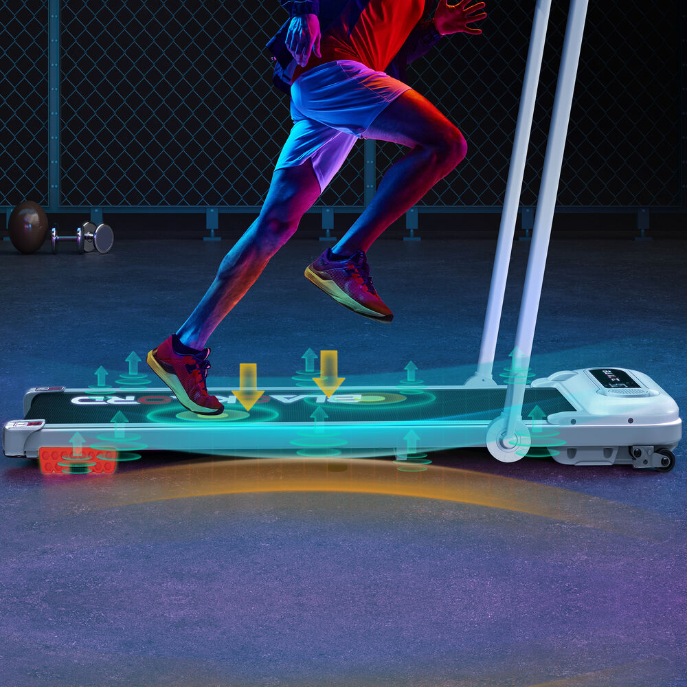 BLACK LORD Treadmill Electric Walking Pad Folding Incline Shock Absorbers White