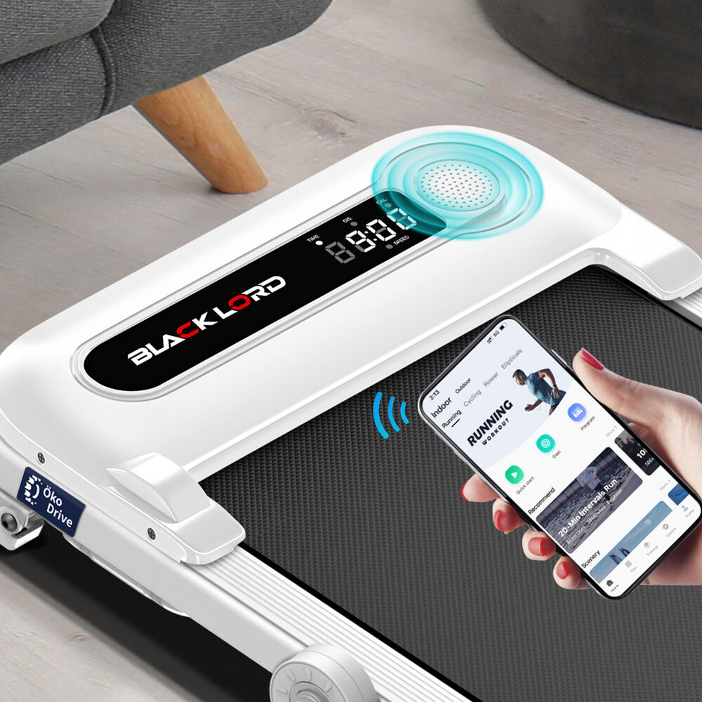 BLACK LORD Treadmill Electric Walking Pad Folding Incline Shock Absorbers White