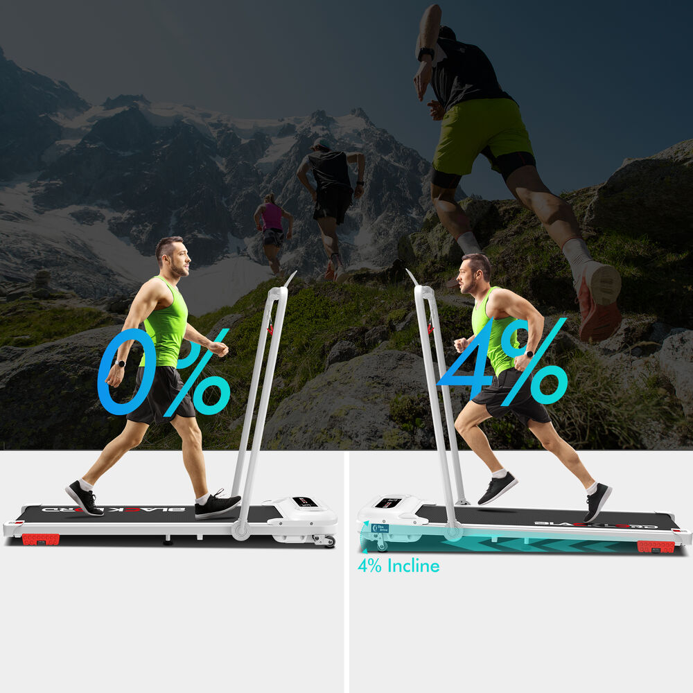 BLACK LORD Treadmill Electric Walking Pad Folding Incline Shock Absorbers White