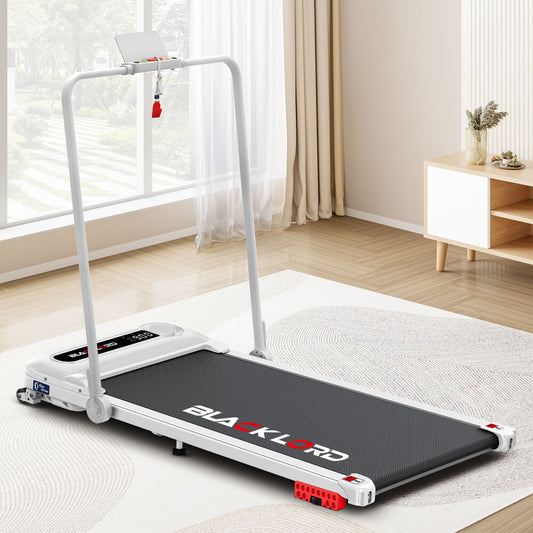 BLACK LORD Treadmill Electric Walking Pad Folding Incline Shock Absorbers White