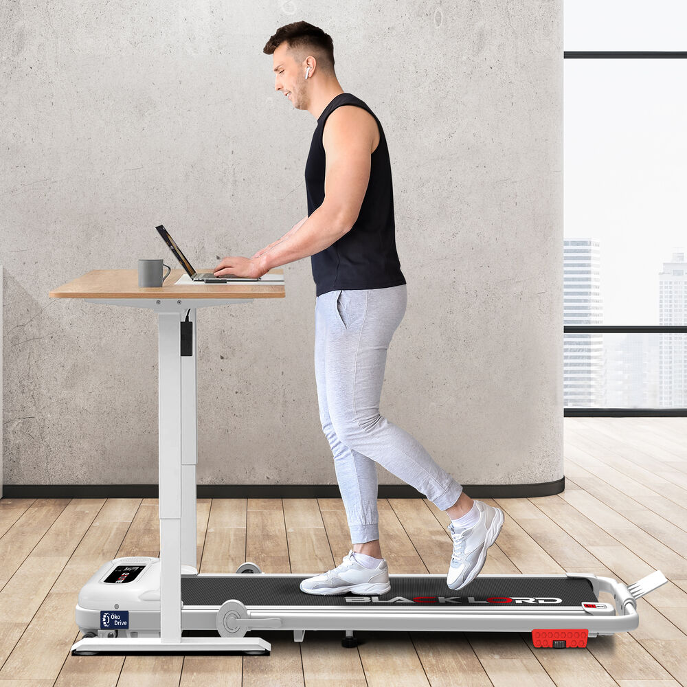 BLACK LORD Treadmill Electric Walking Pad Folding Incline Shock Absorbers White